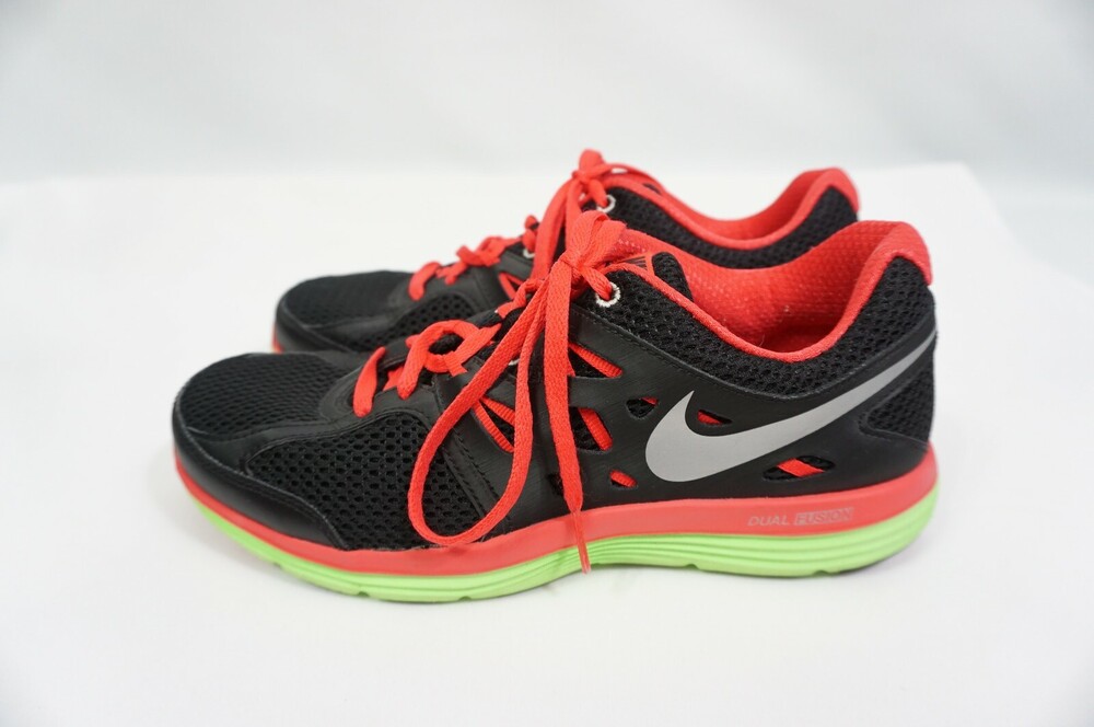Nike Dual Fusion Lite Used 8 Mesh Running Shoes Black/Red/Green 599560-063